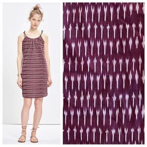 Madewell Dress Ikat Print Small With Pockets Adjustable Shoulder Ties